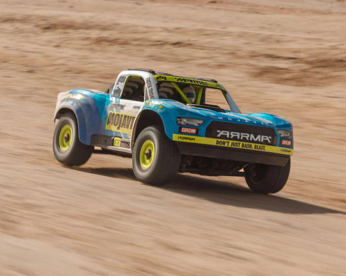 MOJAVE GROM MEGA 380 Brushed 4X4 Small Scale Desert Truck RTR with Battery & Charger, Blue/White